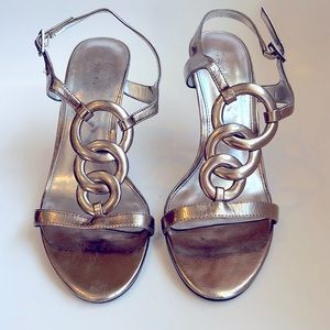 Calvin Klein "Kupid" metallic heeled sandals